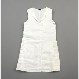 Theory Sleeveless Shift Dress Size:6 Linen Blend Pockets White